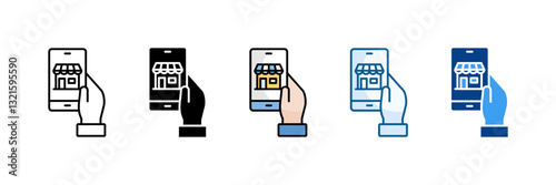 Online Shopping App Icon Set Multiple Style Collection