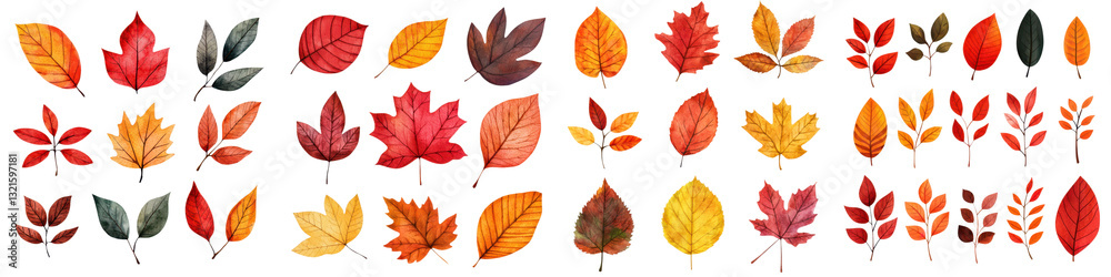 Fototapeta premium Stunning collection of autumn leaves in a variety of vibrant colors including red orange yellow and brown displaying the beauty of the fall season