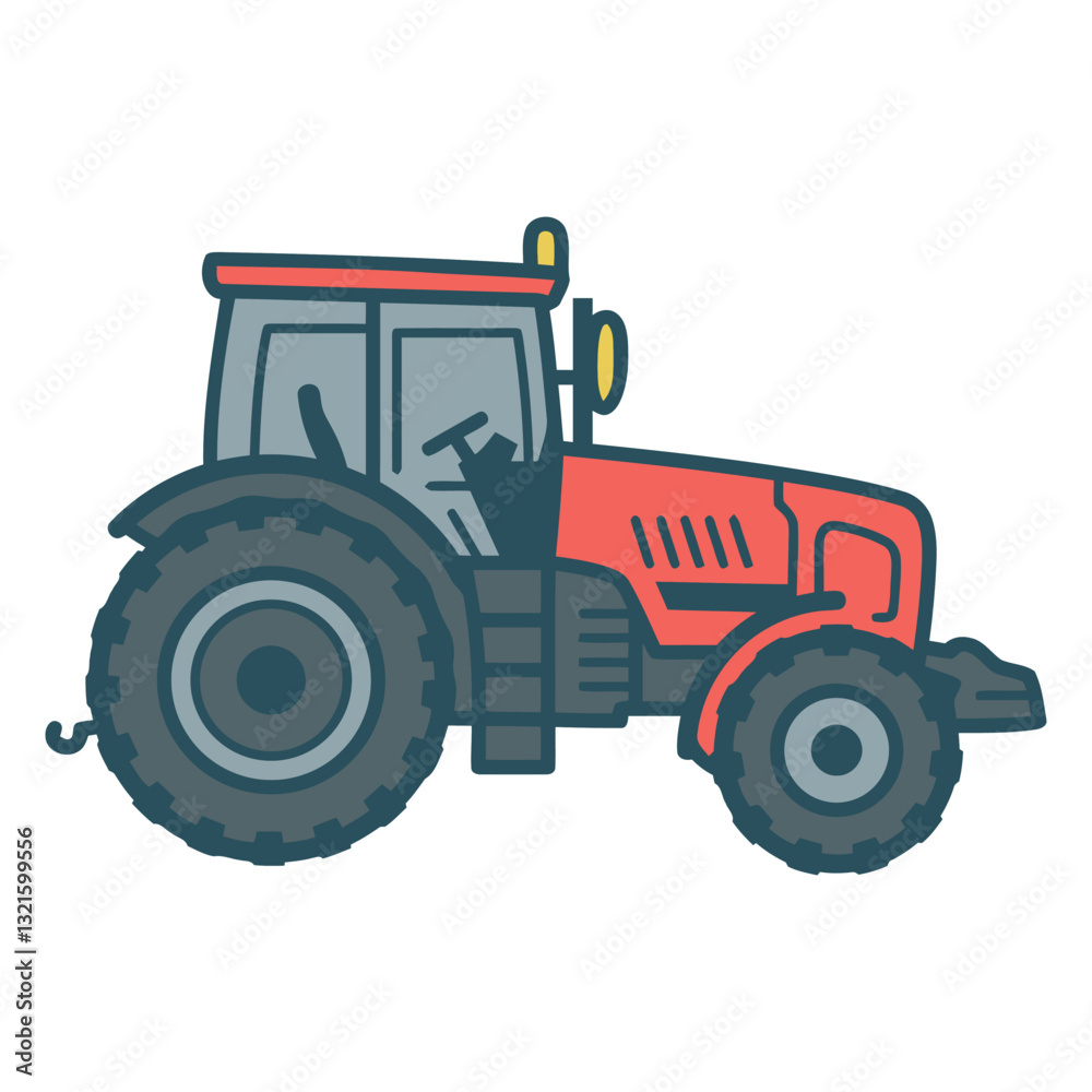 Fototapeta premium red tractor color stroke.