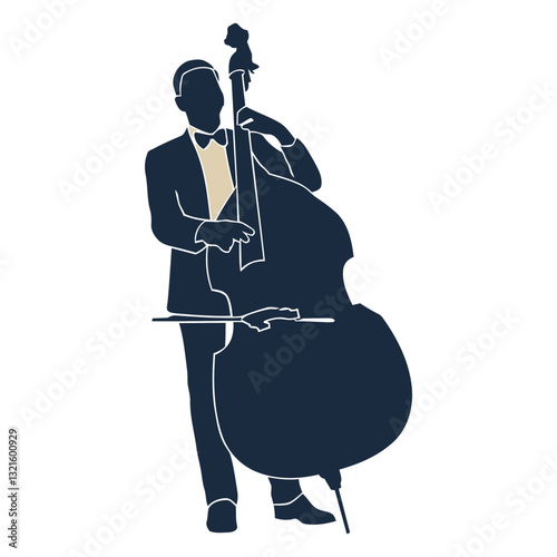 double bass player duotone