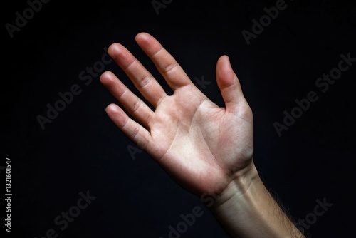 A person holds their hand up in the air