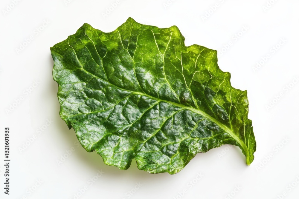 Fresh beet greens on white background, top view, high contrast, commercial food photography, lifelike product showcase Fresh beet greens on white background, top view, high contrast, commercial food photography, lifelike product showcase