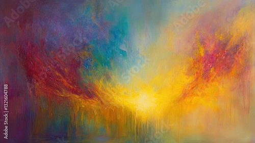 Wallpaper Mural Abstract Sunrise: A vivid symphony of colors in a dreamlike abstract artwork Torontodigital.ca