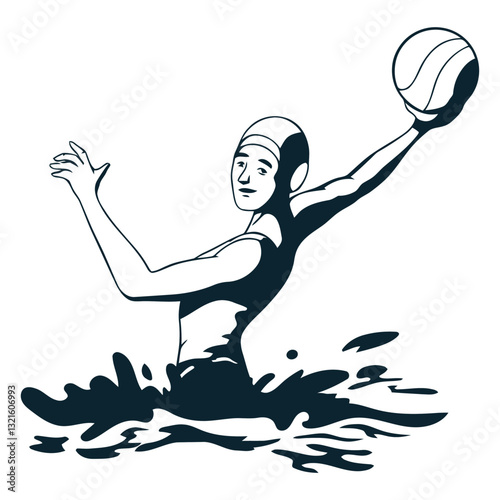 waterpolo player character black and white