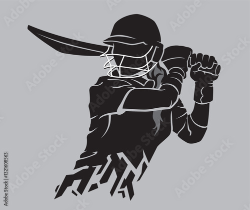 Women's Cricket Sport, Abstract Bust Silhouette