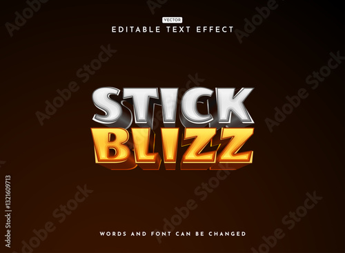 modern kids block silver gold stick blizz game logo text effect photo
