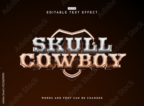 fantasy modern skull cowboy bold 3d game logo text effect