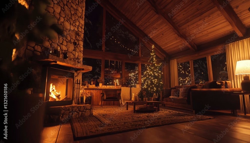 Cozy Christmas cabin interior Cozy Christmas cabin interior