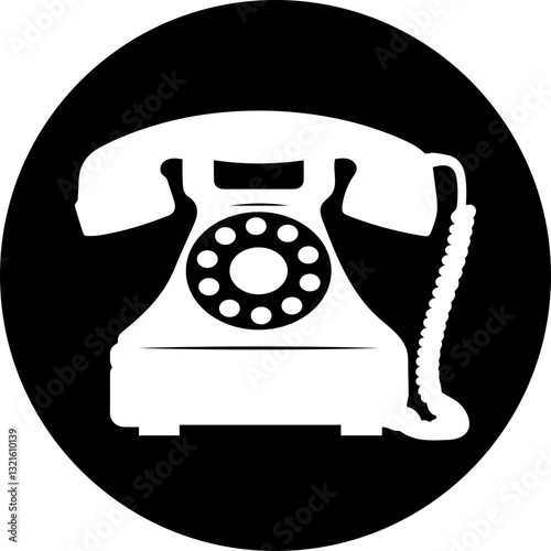 Old Telephone with Rotary Dial black icon with transparent