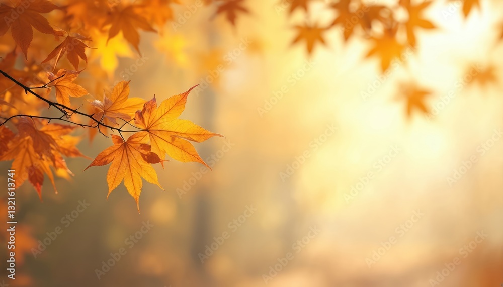 Gentle sunlight on blurred autumn background. Gold, yellow tones. Autumn leaves branch. Natural beauty seasonal wallpaper, backdrop. Warm, soft light. Serene atmosphere. Vibrant fall colours. Gentle sunlight on blurred autumn background. Gold, yellow tones. Autumn leaves branch. Natural beauty seasonal wallpaper, backdrop. Warm, soft light. Serene atmosphere. Vibrant fall colours.