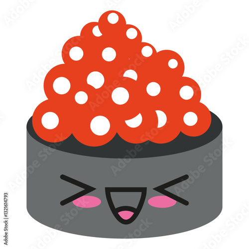 kawaii face salmon roe sushi.