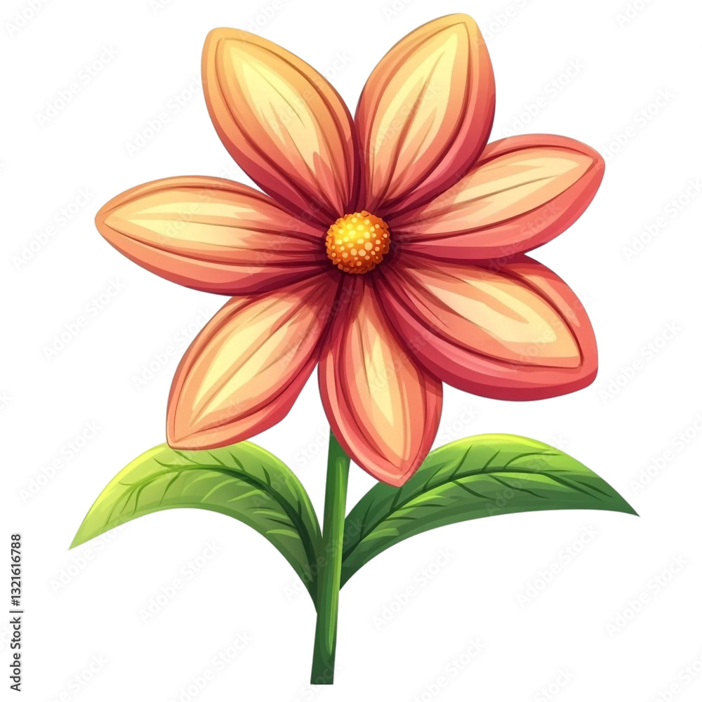 Naklejka premium A vibrant peach flower blossoms beautifully a cheerful floral illustration