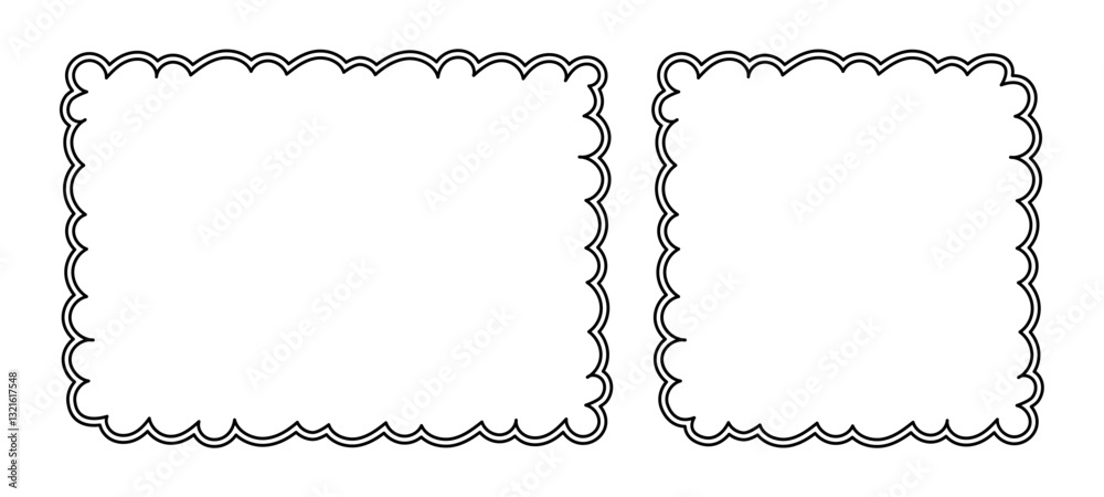 Fototapeta premium Frame Doodle Line Hand Drawn, Picture Frame, Outline Border Frame, Scribble Frame Cute