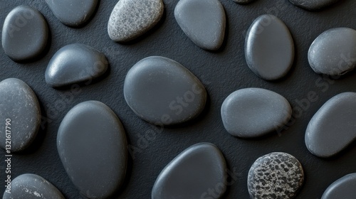 Black stone with grey cement texture, clean and minimal flat lay composition, conveying simplicity and modern elegance.