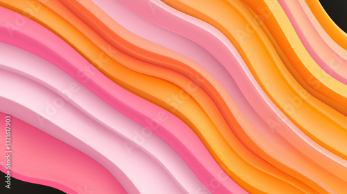 Vibrant abstract vector design with flowing waves in shades of pink, orange, and white for creative presentations