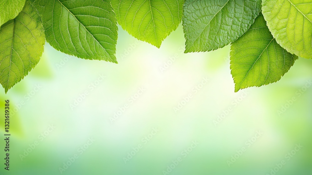 Lush green leaves frame a soft, blurred background, creating a tranquil and refreshing natural ambiance. Lush green leaves frame a soft, blurred background, creating a tranquil and refreshing natural ambiance.