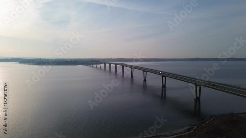Wallpaper Mural A breathtaking 4k aerial video of a highway bridge in Denmark bathed in the golden glow of a setting sun. Torontodigital.ca