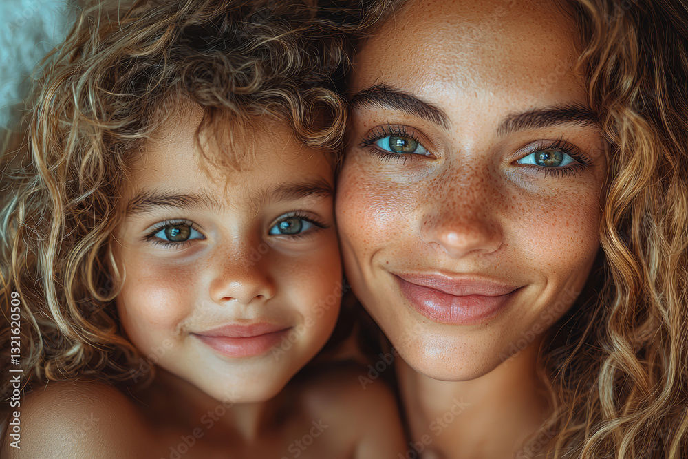 Mother hugging young child tightly as they both smile broadly at camera lens. Concept of maternal bond. Mother hugging young child tightly as they both smile broadly at camera lens. Concept of maternal bond.