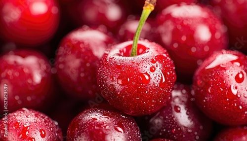 Fresh, juicy cherries close-up