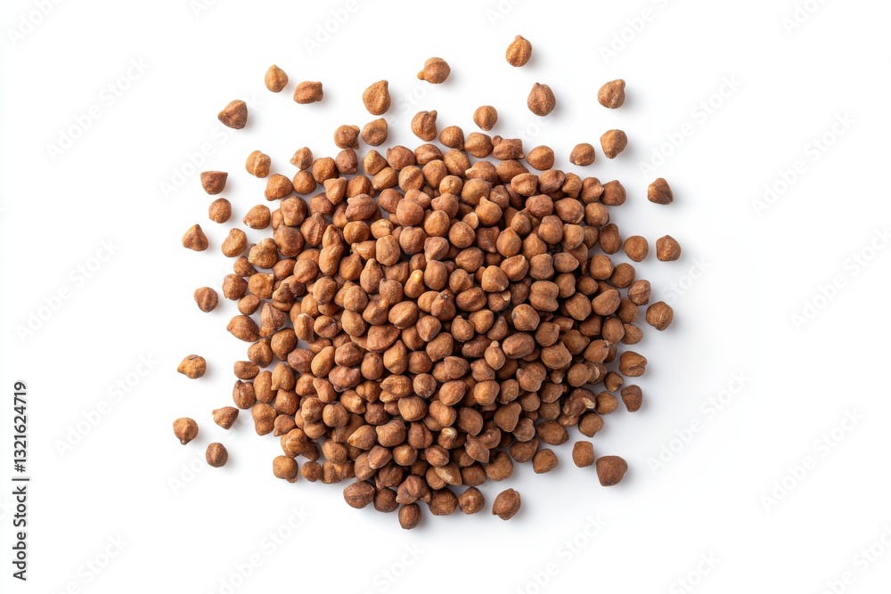 Pile of peanuts, top view, isolated on white background, high contrast, commercial product photography Pile of peanuts, top view, isolated on white background, high contrast, commercial product photography