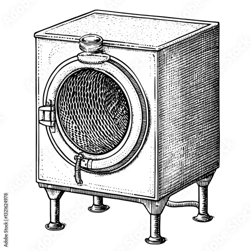 Vintage engraved illustration of a unique cylindrical object ideal for tattoo design and packaging elements