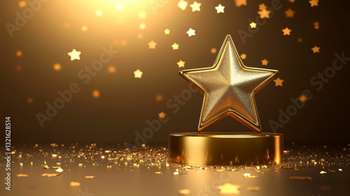 Gold Star Award on Dark Background