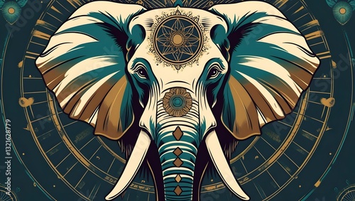 Illustration of a close-up view of an elephant