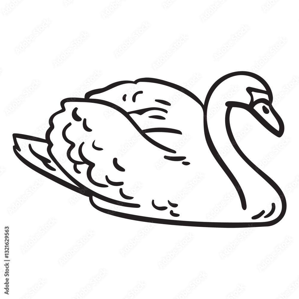 Fototapeta premium colorless duck illustration stroke.eps