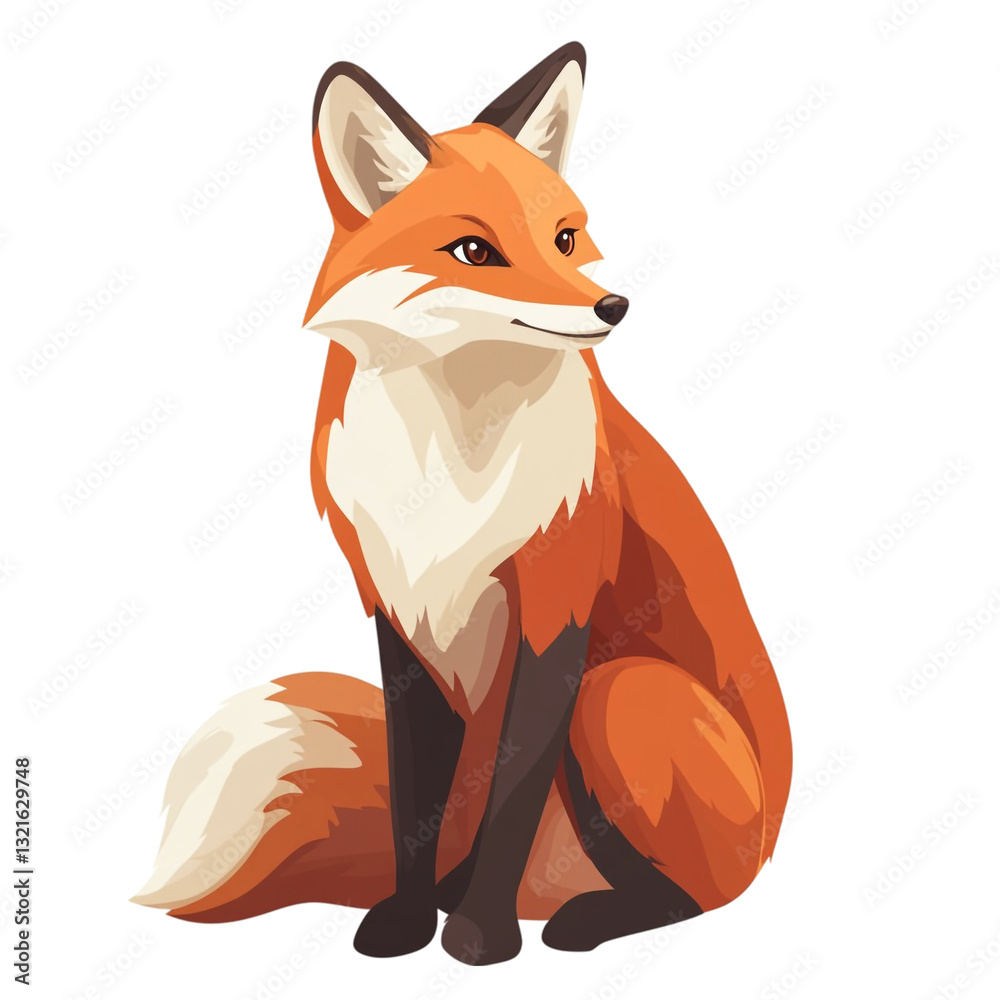 Obraz premium A majestic red fox sits alertly showing its beauty and grace