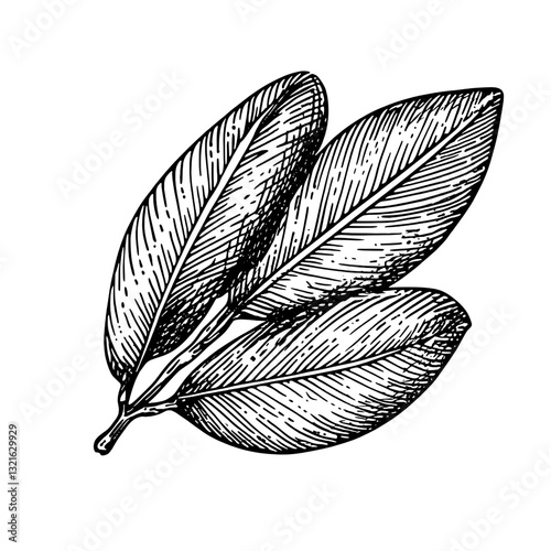 Intricate engraved illustration of magnolia leaves ideal for tattoo designs and elegant packaging concepts