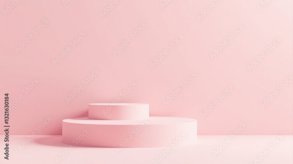 Pastel Pink Cylindrical Display Platforms Against a Smooth Wall Pastel Pink Cylindrical Display Platforms Against a Smooth Wall