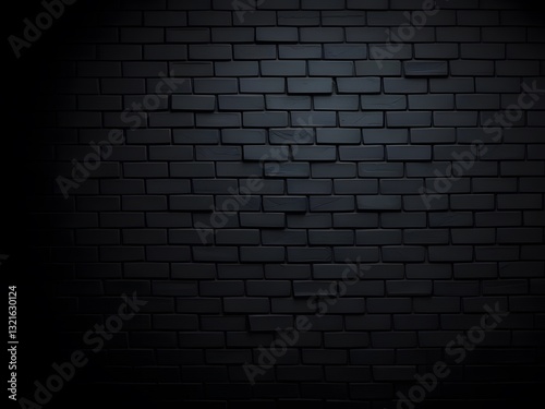 Dark Brick Wall Texture Background, Black Brick Pattern for Interior Design, Grunge, Abstract Wall