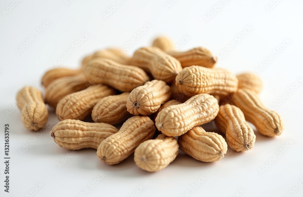 Pile of raw peanuts in nutshell on white background. Peanut popular snack, healthy food source of protein, fat, fiber. Using peanuts in cooking, peanut butter production. Food photography for Pile of raw peanuts in nutshell on white background. Peanut popular snack, healthy food source of protein, fat, fiber. Using peanuts in cooking, peanut butter production. Food photography for