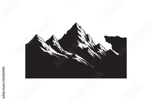 Trendy Mountain Silhouette Shape Design Artistic Mountain Ridge Silhouette Vector