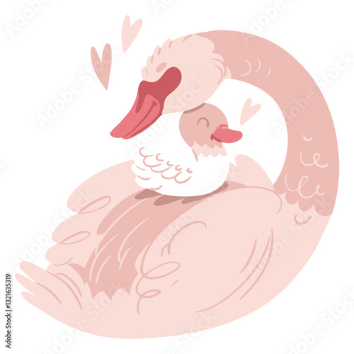 mother pink swan in watercolor.eps
