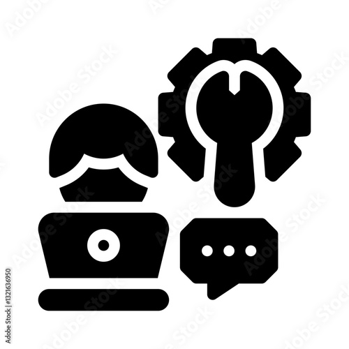 remote IT support glyph icon