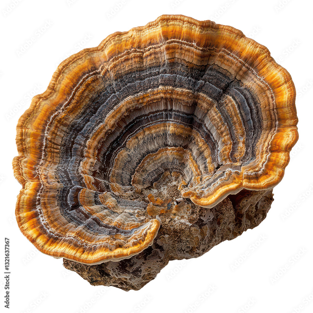 Turkey Tail Mushroom Isolated on Transparent Background, PNG Turkey Tail Mushroom Isolated on Transparent Background, PNG