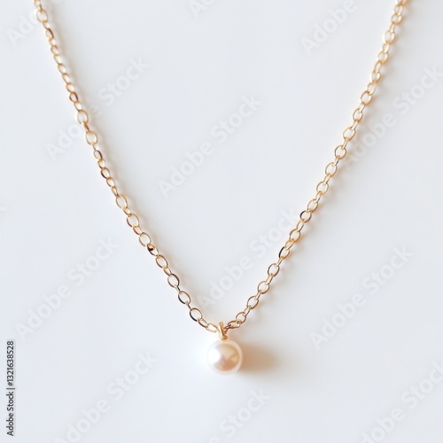 Wallpaper Mural Elegant Gold Chain Necklace with Single Pearl Pendant on a Minimalist White Background for Jewelry Showcase and Fashion Photography Torontodigital.ca