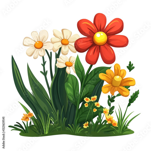 Vibrant flower garden blooming brightly joyful colors