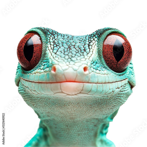 An adorable gecko smiles sweetly for the camera its big red eyes captivating