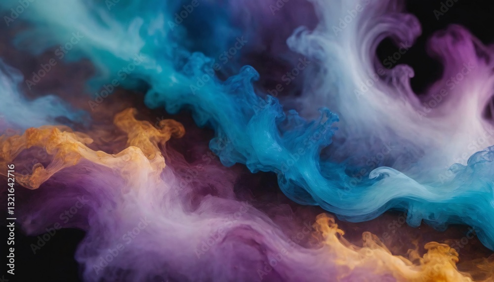 Fototapeta premium Vibrant Ink in Alcohol Macro Art with Cosmic Swirls and Fluid Dynamics | Abstract Backgrounds & Creative Designs