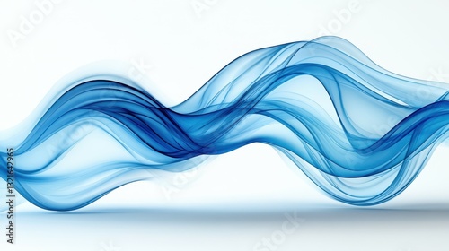 Soft blue waves gracefully flow and intertwine against a white background, evoking a feeling of serenity and fluidity. The design emphasizes simplicity in motion