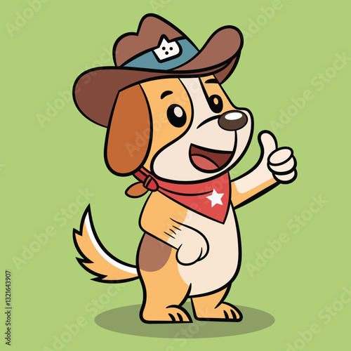 Vector cowboy dog cartoon mascot design illustration