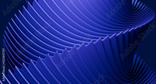 Abstract, swirling, blue, 3D design in dark background