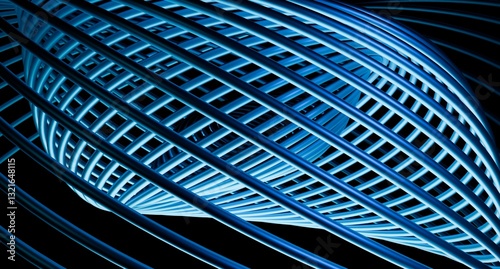 Wallpaper Mural Abstract, twisted, blue, wireframe, geometric form Torontodigital.ca