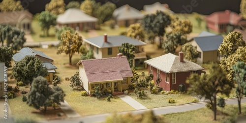 a model representing a suburban neighborhood with several houses.