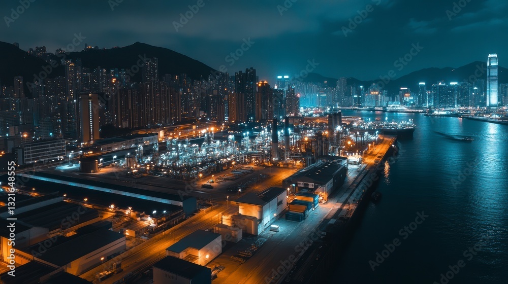 Obraz premium Urban Harbor Night Scene