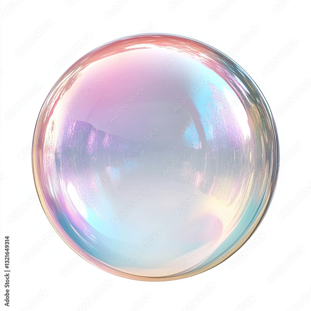 Obraz premium Iridescent soap bubble sphere isolated on white.