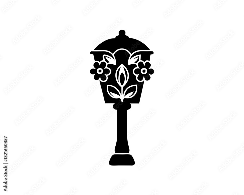 Fototapeta premium creative details Floral Street Lamp Icon vector Illustration