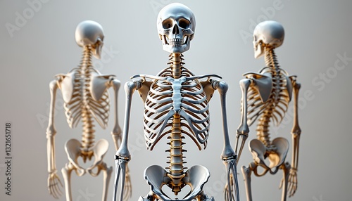 Wallpaper Mural Three Skeletons in a Row Front and Back Views Torontodigital.ca